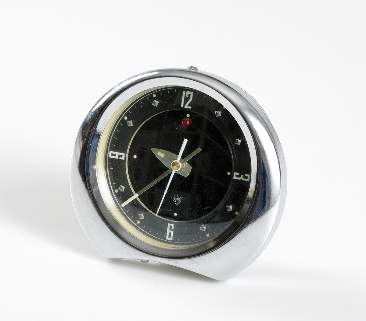 Väckarklocka i rostfritt stål, tillverkad i Kina runt 1960-talets slut.