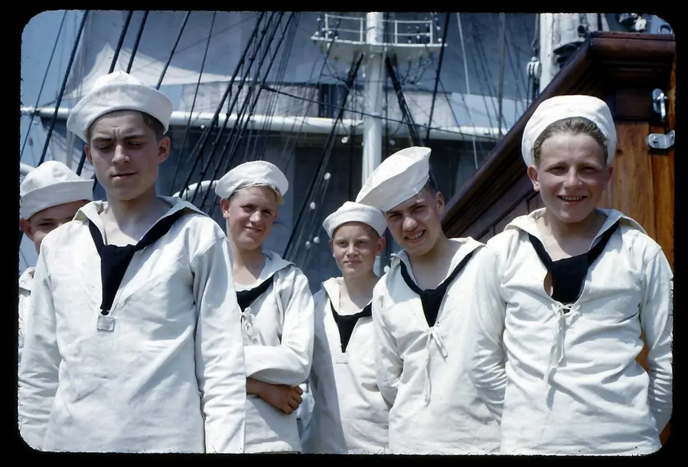 School ship boys on Statsraad Lehmkuhl, 1950s.