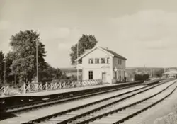 Postkort, Skotterud stasjon, jernbanestasjon, stasjonsbygnin