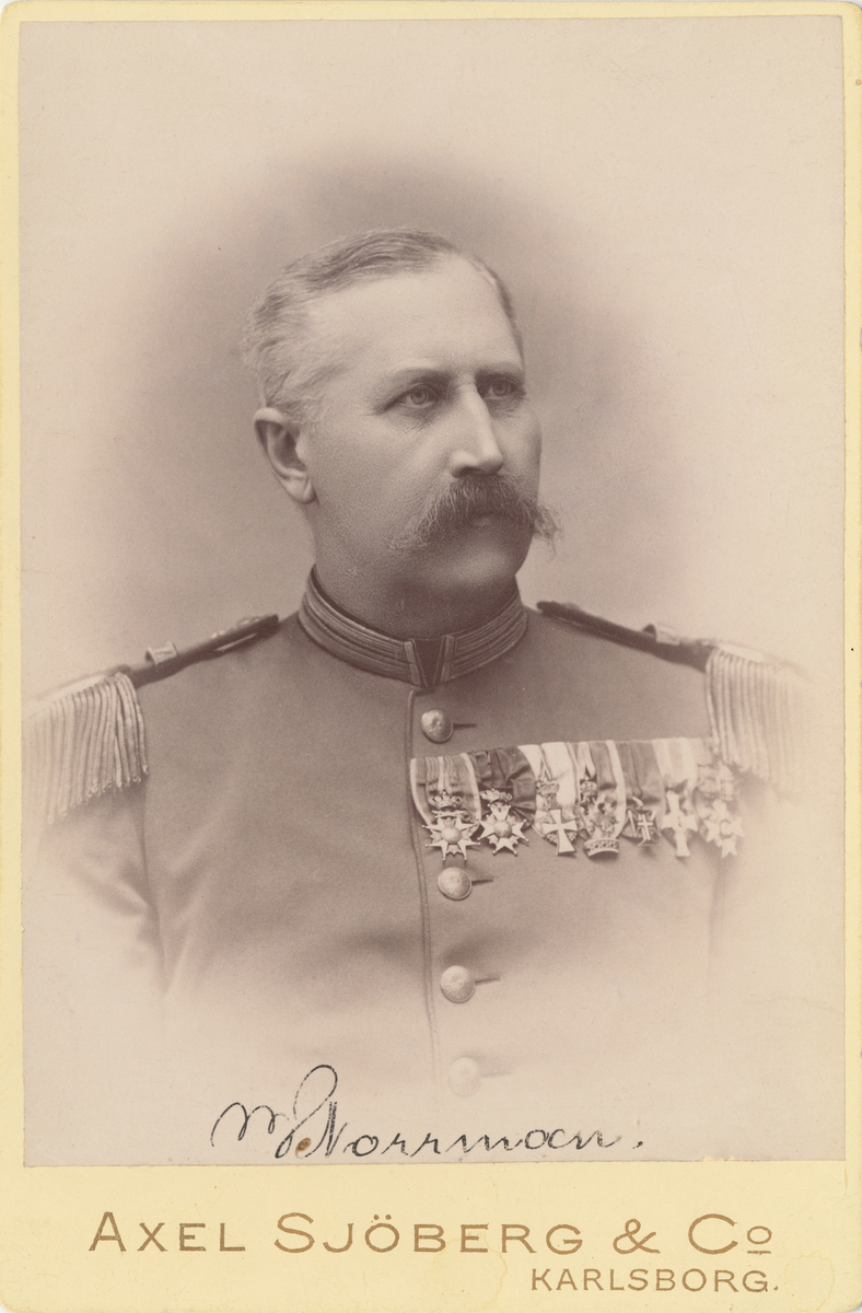 Porträtt av Viktor Norrman, överste vid Fortifikationen.