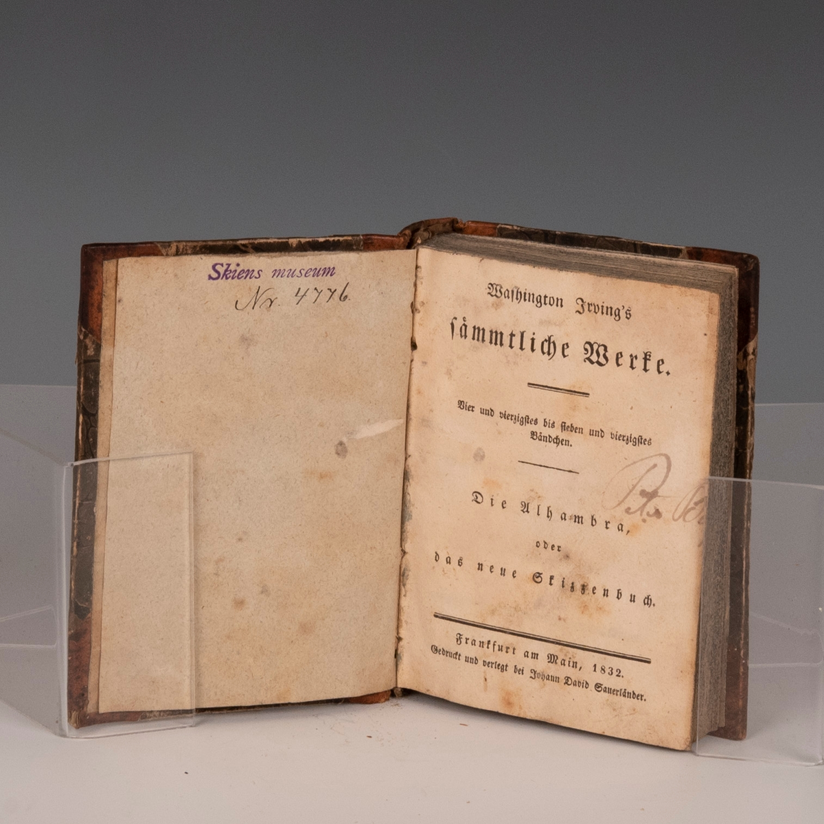 Prot: "Die Alhambra, oder das neue Skizzenbuch" av W. Irwing. Frankf. am Main 1832.