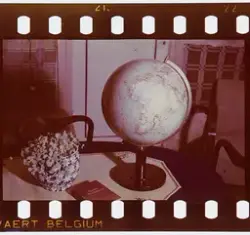 Testbilde av globus fra leiligheten, Gevaert.