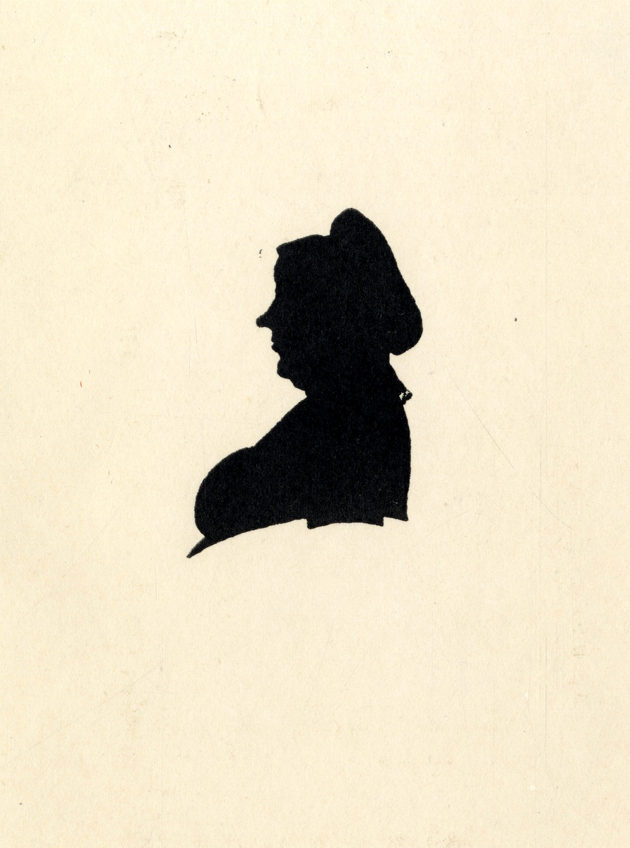 Silhuett av kvinne i profil. Mariane Cathrine Kahrs f. Schnabel (1755-1828)