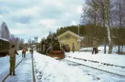 Damplokomotiv 21b 225 med veterantog på Krøderen stasjon