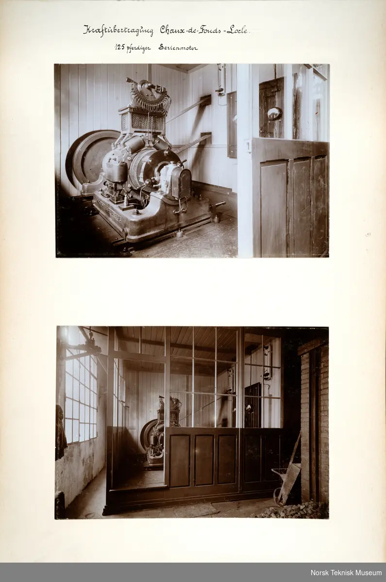 Fotoalbum med fotografier fra maskiner og anlegg knyttet til Companie de l'Industrie Electrique Geneve