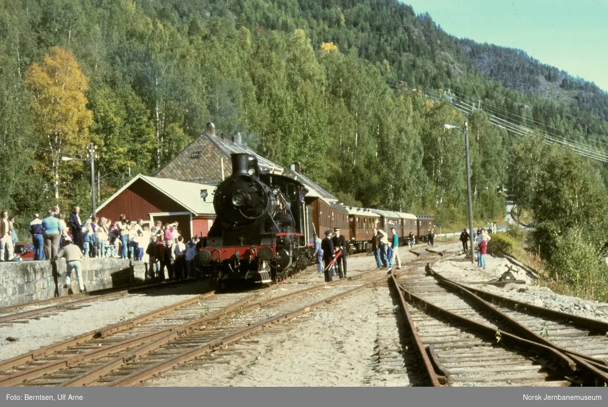 Damplokomotiv 24b 236 med Norsk Jernbaneklubbs veterantog på Rødberg stasjon