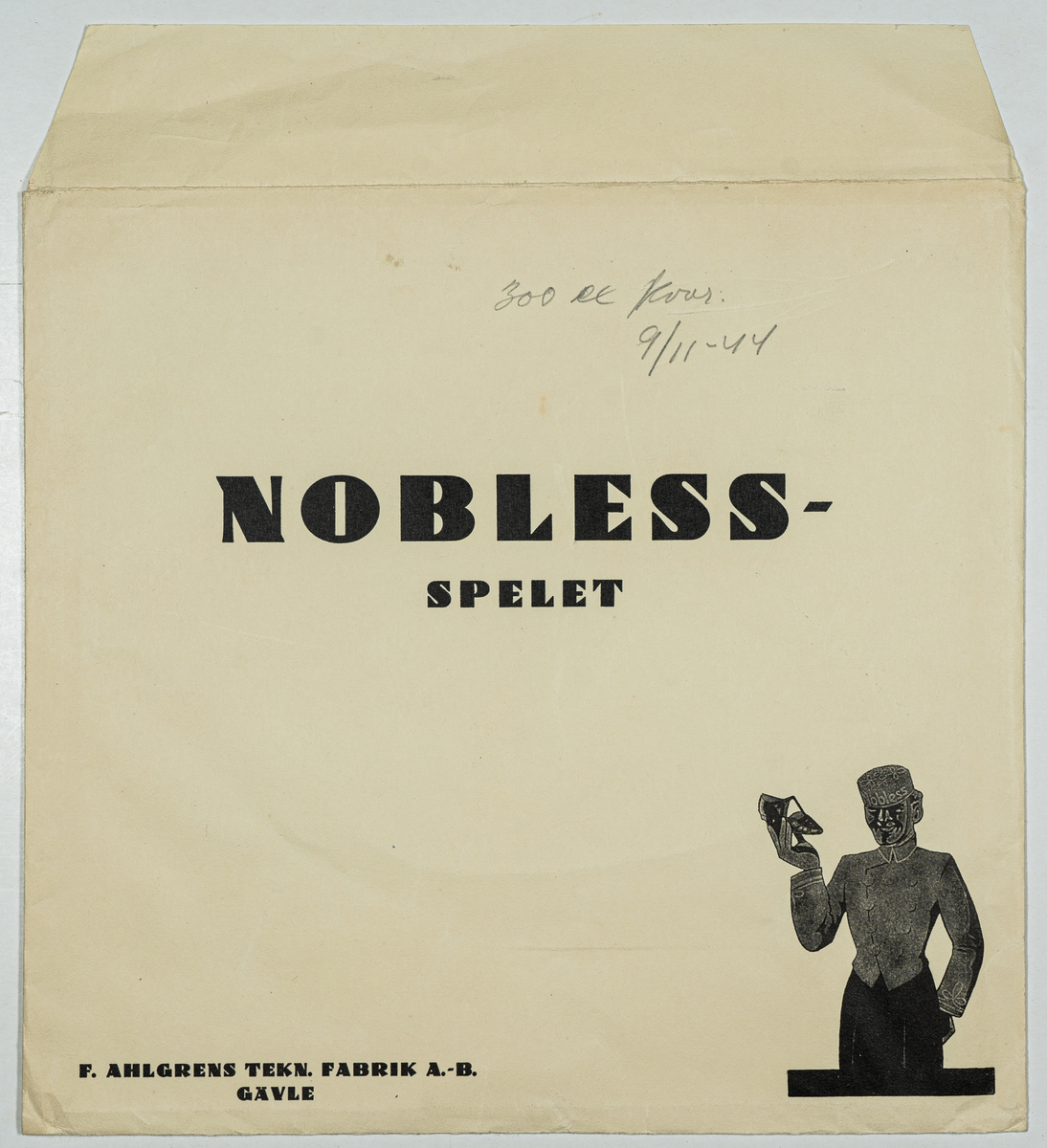 Kuvert till Nobless-spelet. Från 1944.