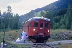 Dieselmotorvogn BM 86 20 med persontog fra Kongsberg til Rød