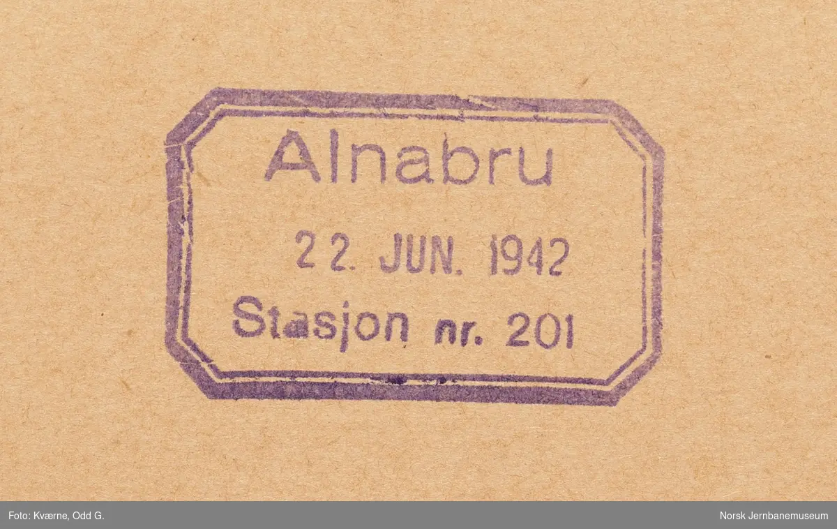 Datostempelavtrykk fra Alnabru stasjon
