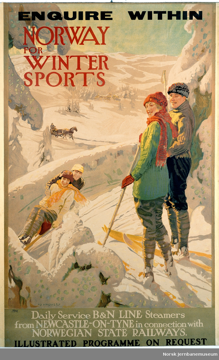 Reiselivsplakat : Enquire within NORWAY for WINTER SPORTS