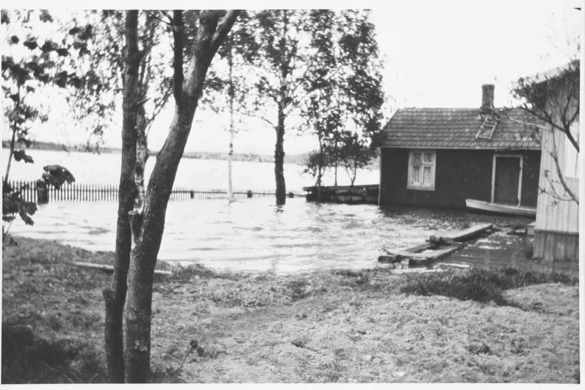 Hus, oversvømmet mark