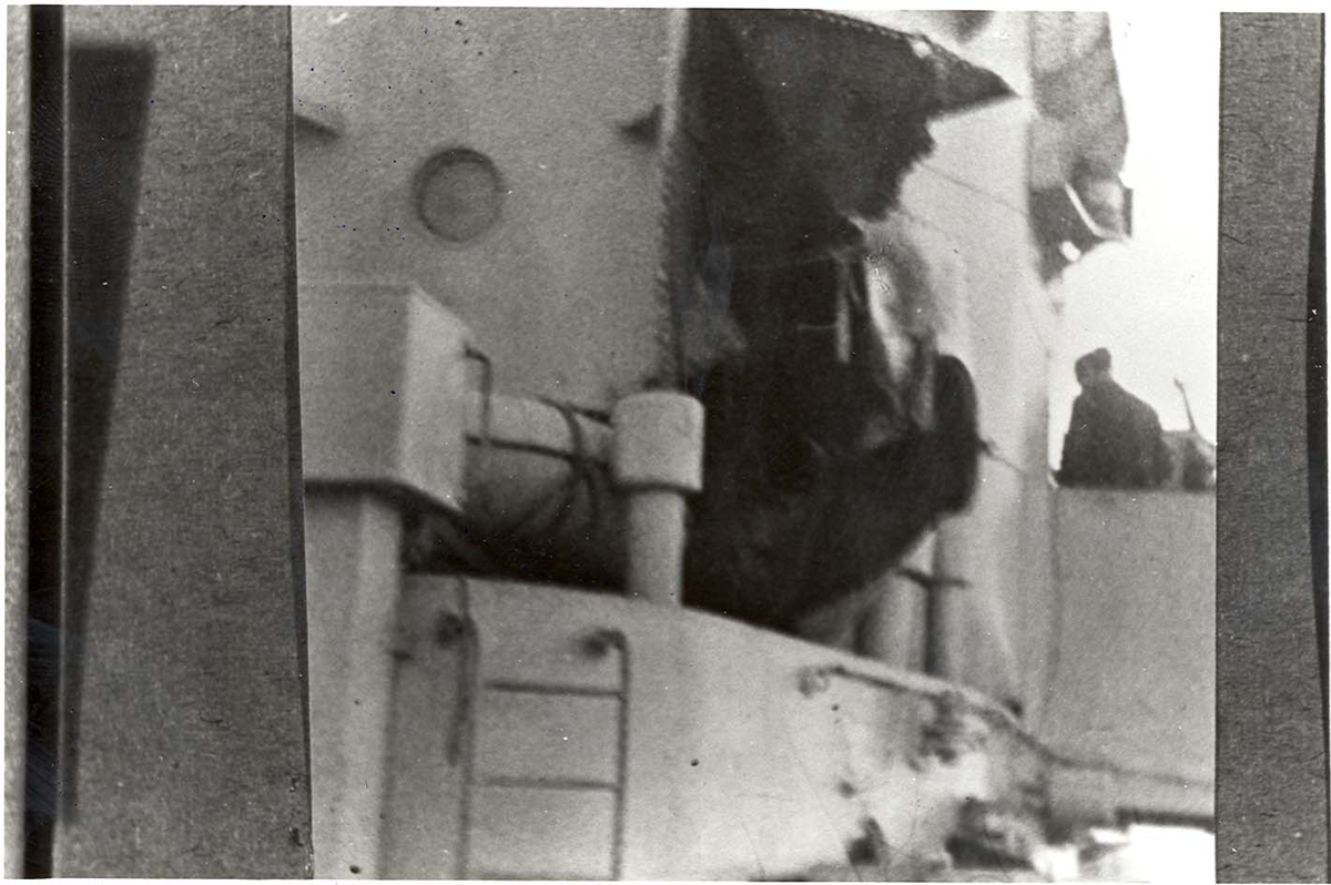 Motiv: Jageren ESKDALE's direktor etter angrepet på en tysk konvoy utenfor Dieppe den 12. des. 1942