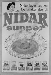 Reklameplakat for suppe fra Nidar Chokoladefabrik A/S.