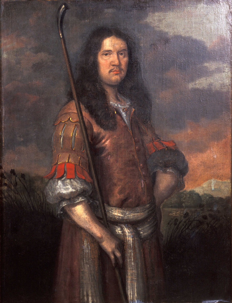 Portrett av kjøpmann og trelasthandler Nils Ivarsen Tyrholm (1664-1738). Stående,
3/4-figur.