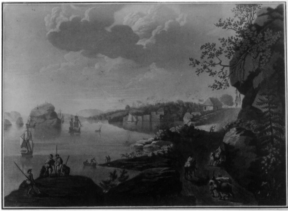 Vækerø gård, Vækerø, Oslo. Maleri i gullramme (193 x ca. 175cm ...