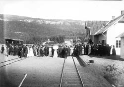 Serie bilder fra Lierbanen og Verdalselva bru i Verdal (1904