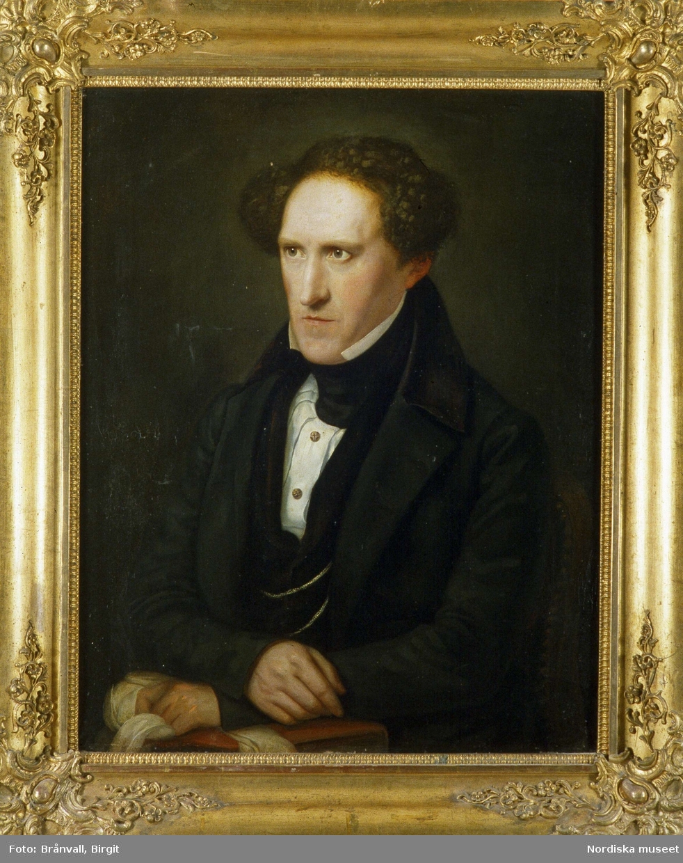 Porträtt av författaren Carl Jonas Love Almqvist. Oljemålning av C P Mazér, 1836. Nordiska museets föremål inv.nr NM.0075130