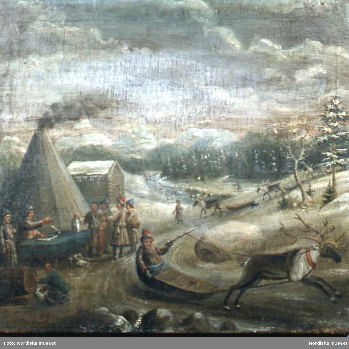 Tavla "Skatteuppbörd i lappmarken", 1600-tal. Inv nr NM.0205882.