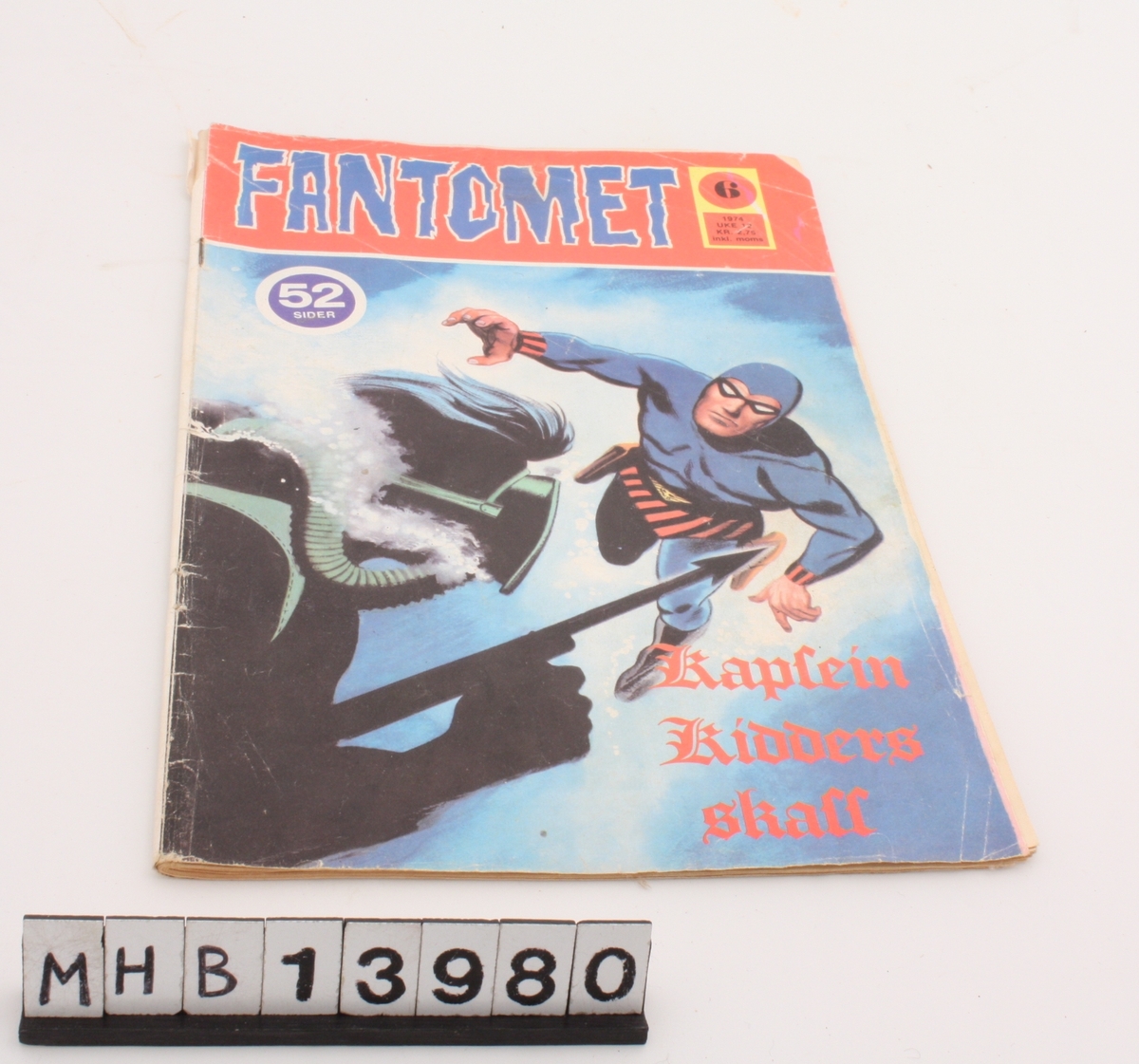Tegneserie med rektangulær form av typen Fantomet, uke 12 1974.