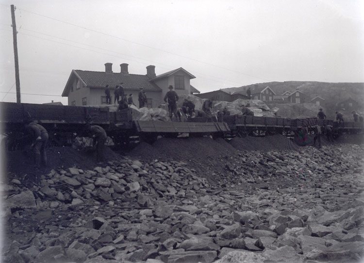 Enligt text som medföljde bilden: "Jernvägsbygge 1913".
