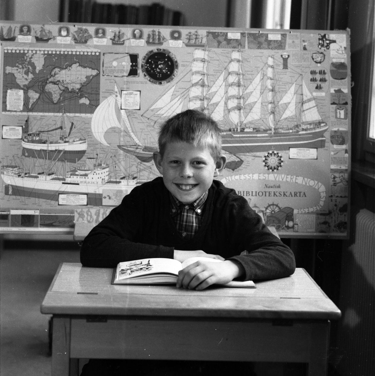 Skolfoto på Carl Johan Ekström från Adelsvärdska- och Berghems skolor i Skärstad den 13 april 1964.