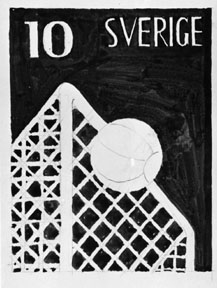 Ej realiserade förslag till frimärke Riksidrottsförbundet 50 år, utgivet 27/5 1953. Svenska gymnastik- och idrottsföreningars
riksförbund bildades 1903. Konstnär: Stig Blomberg.
Valör 10 öre.