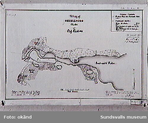 Karta över Sundsvalls stad 1642 av Oluf Träsk, avritad 1901.