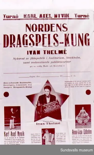 Affischer till föreställningar med revyskådespelare Karl Axel Johansson Nyvik