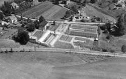 Flyfoto av Wig Handeslgartneri på Myseni i Eidsberg 1951.