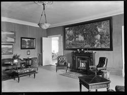 Borregaard Hovedgård i Sarpsborg, lstueinteriør, maleri, pei
