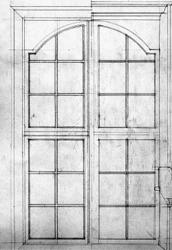 "3 Langesund kirke Vindu 1755 4. Cochegården, Brevik Skapdør