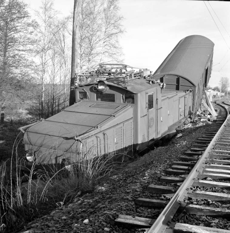 Tågurspårning i Öxnered utanför Vänersborg den 7 januari 1960