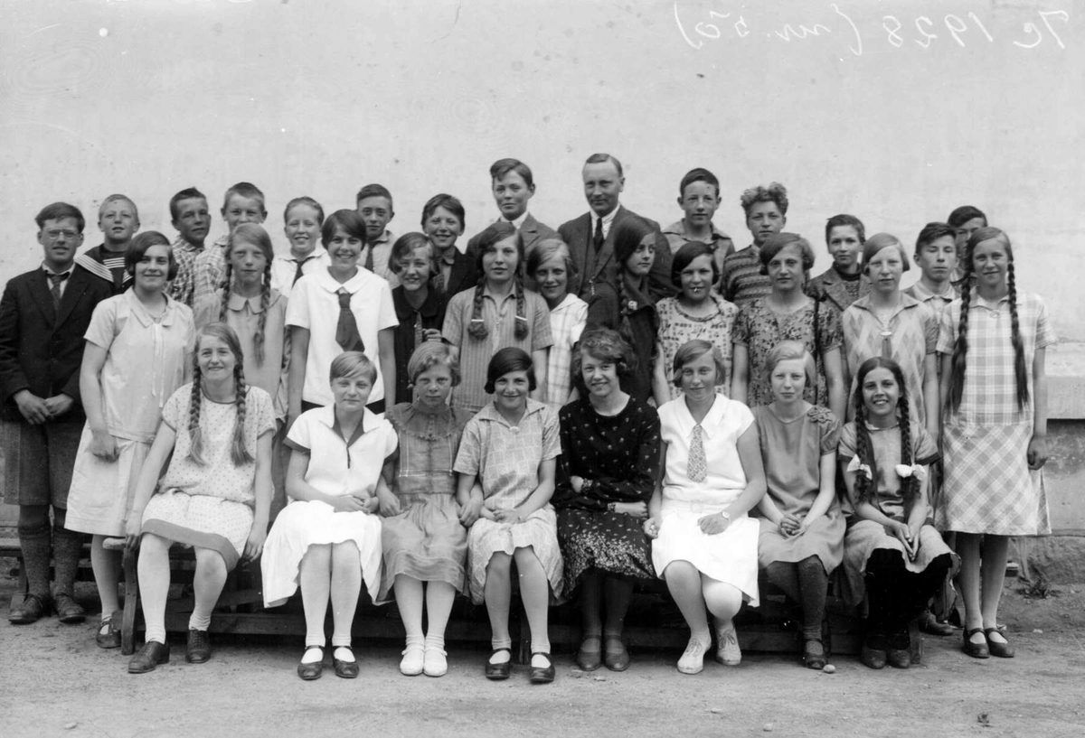 Skoleklasse 7c ved Lillehammer folkeskole 1928.