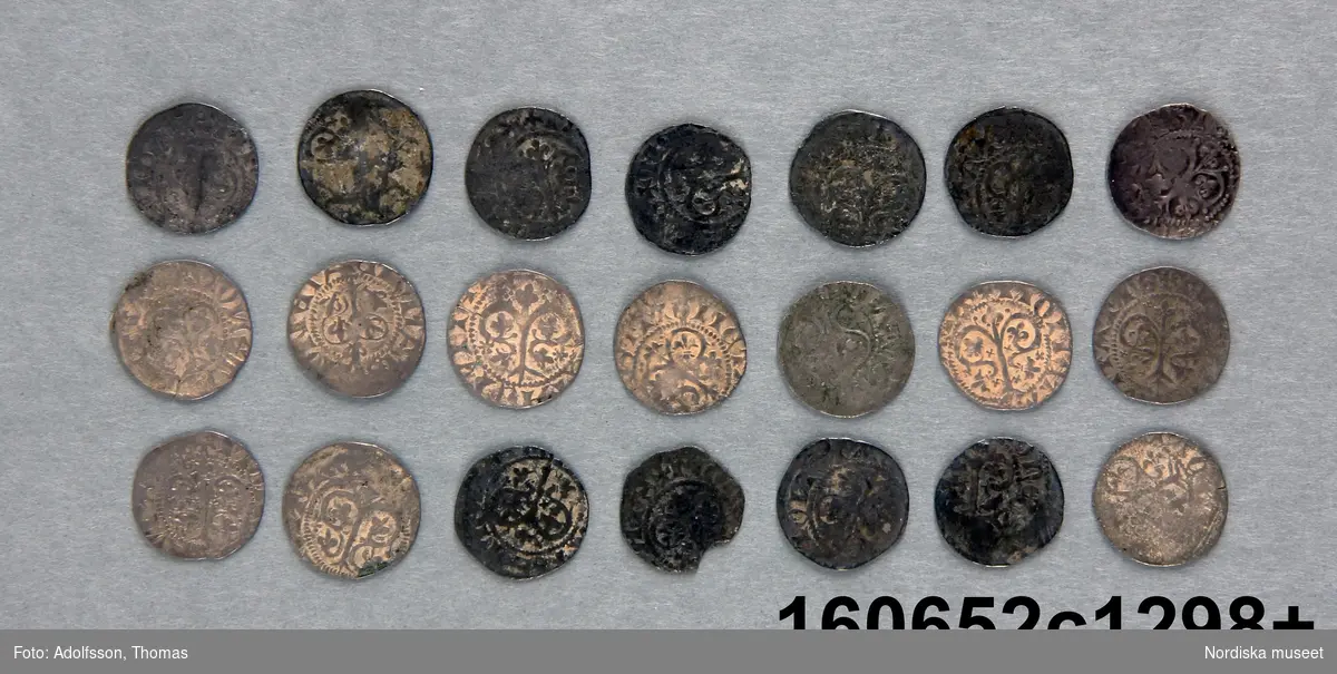 1 örtug s.k. gote, silver, 21 st, utgivna ca 1380-1390 av okänd myntherre på Gotland, Visby.