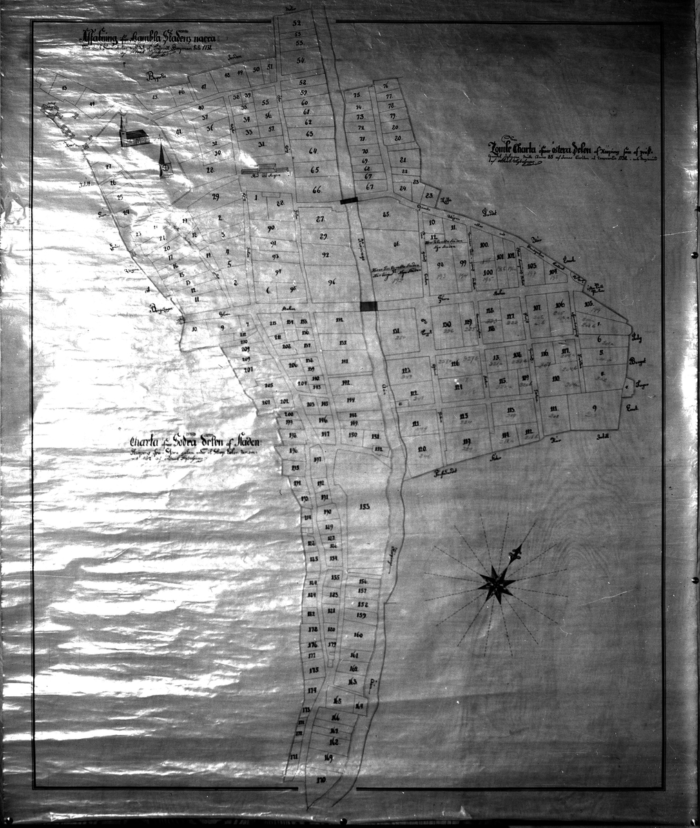 Köping 1732 , karta. Reproduktion av E Sörman.