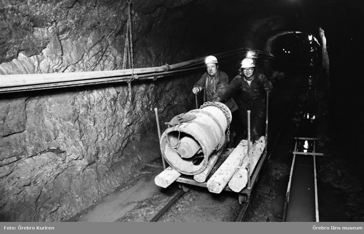 Ställbergs gruva,11 septemberg 1976.
Sigurd Berg och Roland Eriksson.