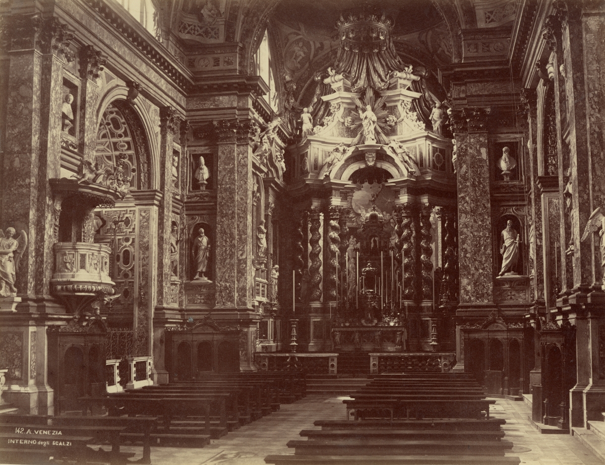 Kyrkan Chiesa degli Scalzi, Venedig, 1883.