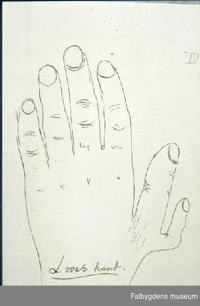 Teckning: Johan Larssons minnen, Lovas hand.