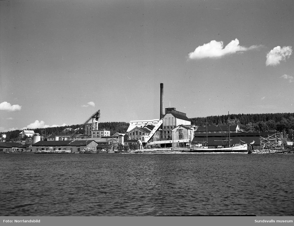 Essviks sulfitfabrik, exteriörbilder från sjösidan.