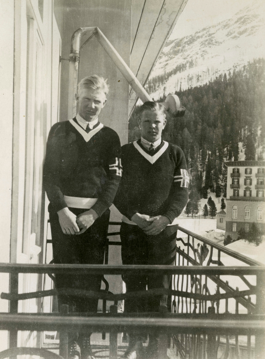 Norwegian skiers Hans Kleppen og Sigmund Ruud ay St. Moritz