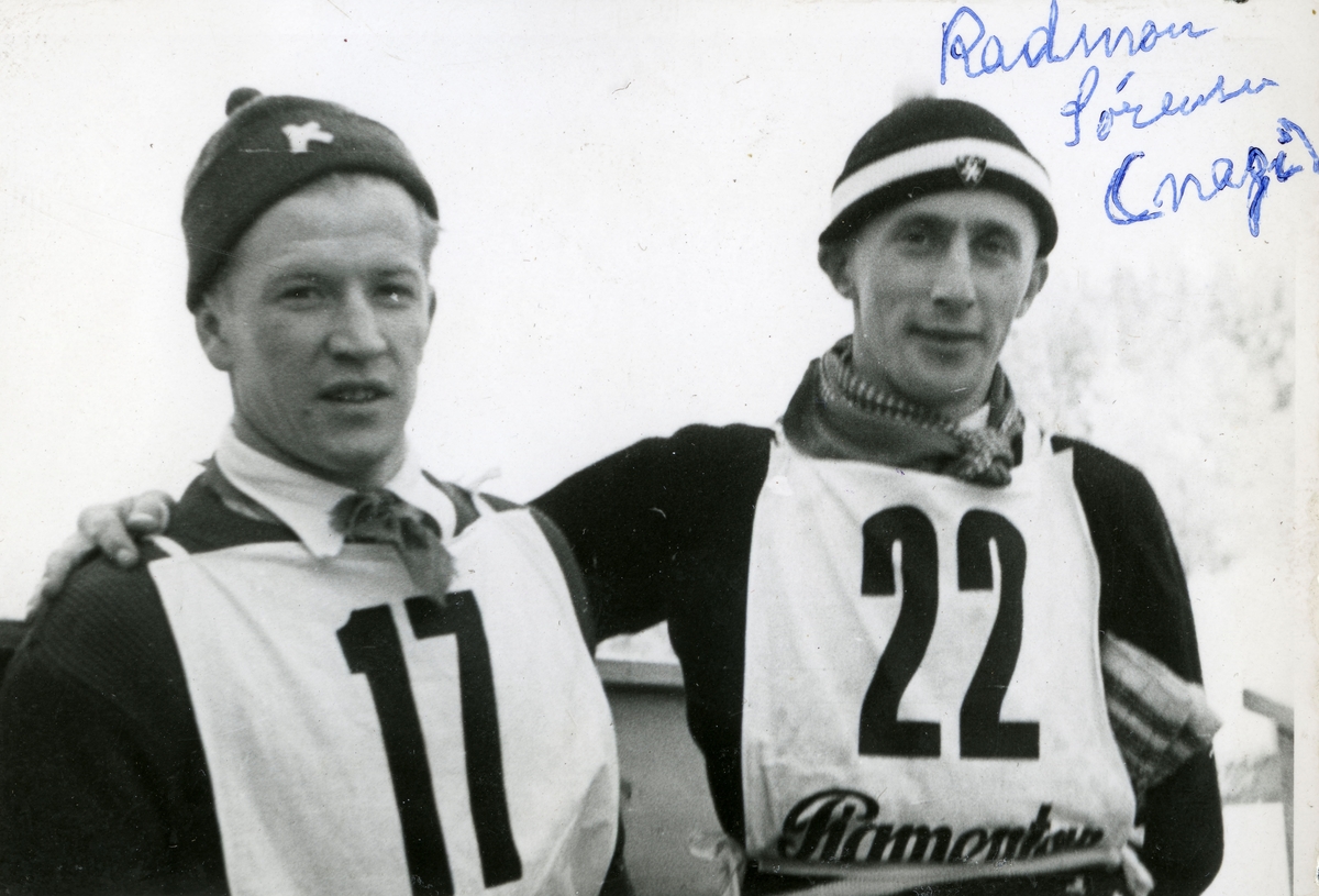 Norwegian athletes Birger Ruud and Radmon Sørensen at Garmisch