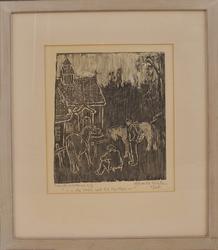 "-- da folk red til kyrkje --" [Tresnitt]