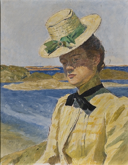 Bohuslän var för Carl Wilhelmson vad Bretagne varit för Paul Gauguin. De gamla fiskelägena och deras folkliv blev hans motivvärld, och scenerna i hans bilder utspelar sig påfallande ofta under sommaren. Wilhelmsons måleri utmärks av en torr, ofernissad yta som ger det karaktären av att ha utsatts för skärgårdens sol och salta vindar. Som här i porträttet av målaren Agnes Cleve, som under en viktig period av sitt konstnärskap också var verksam i Bohuslän.