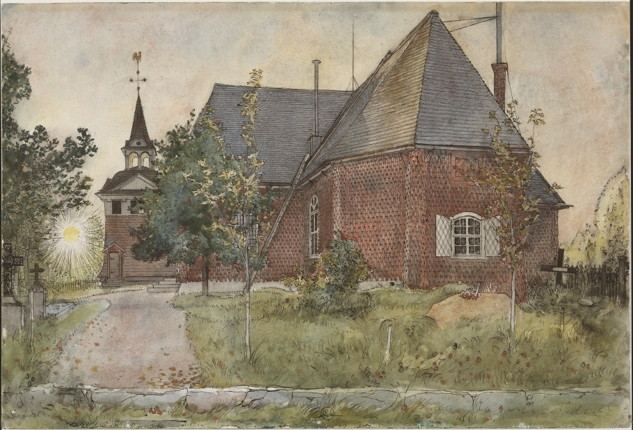 Sundborns gamla kyrka. Ur Ett Hem (26 akvareller)