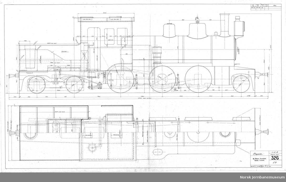 Damplokomotiv type XXVI
Tegning 326-1a, 326-1b, 326-2 og 326-3