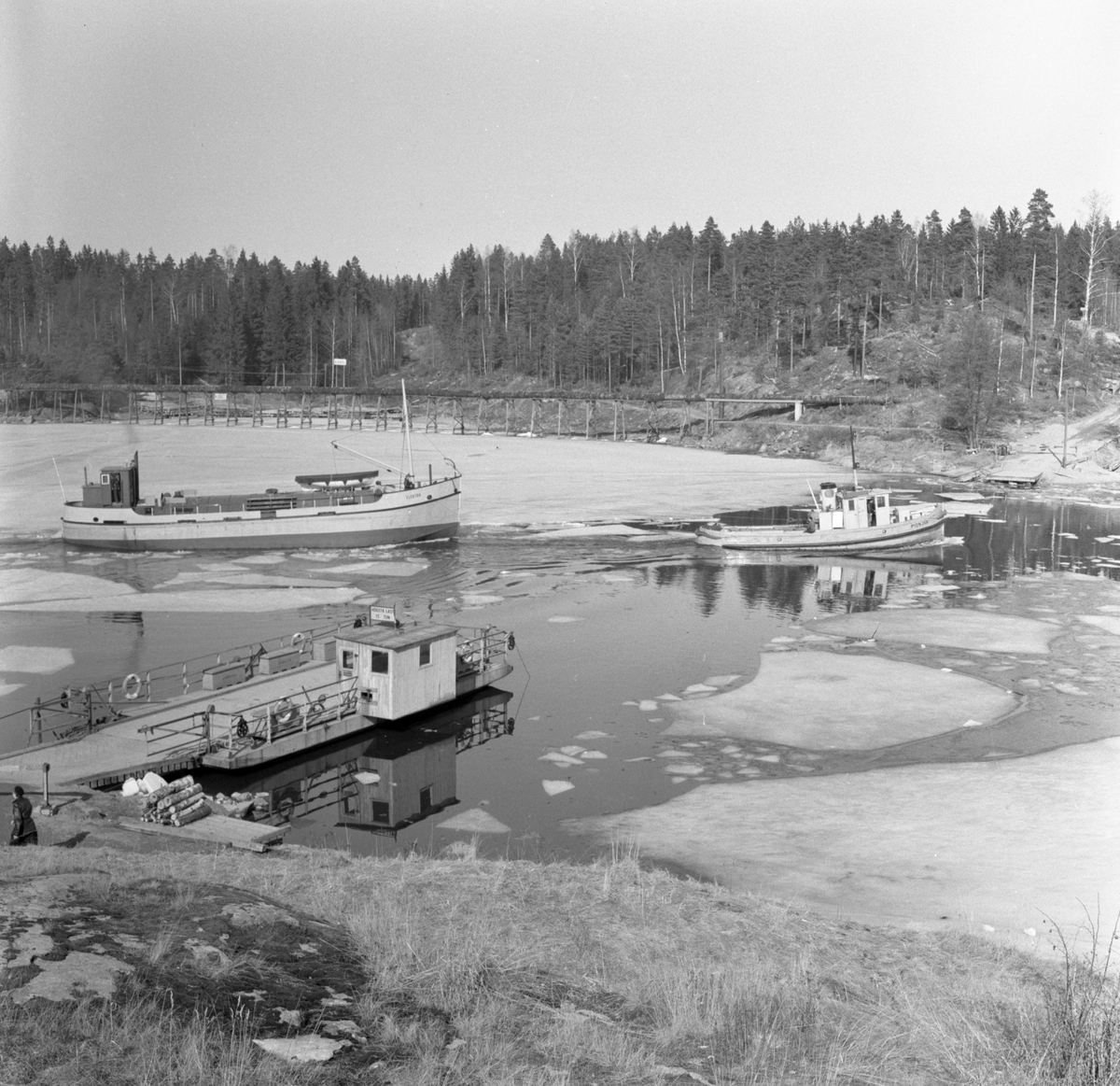 Liljedal: Färjeläget i mars 1959.
