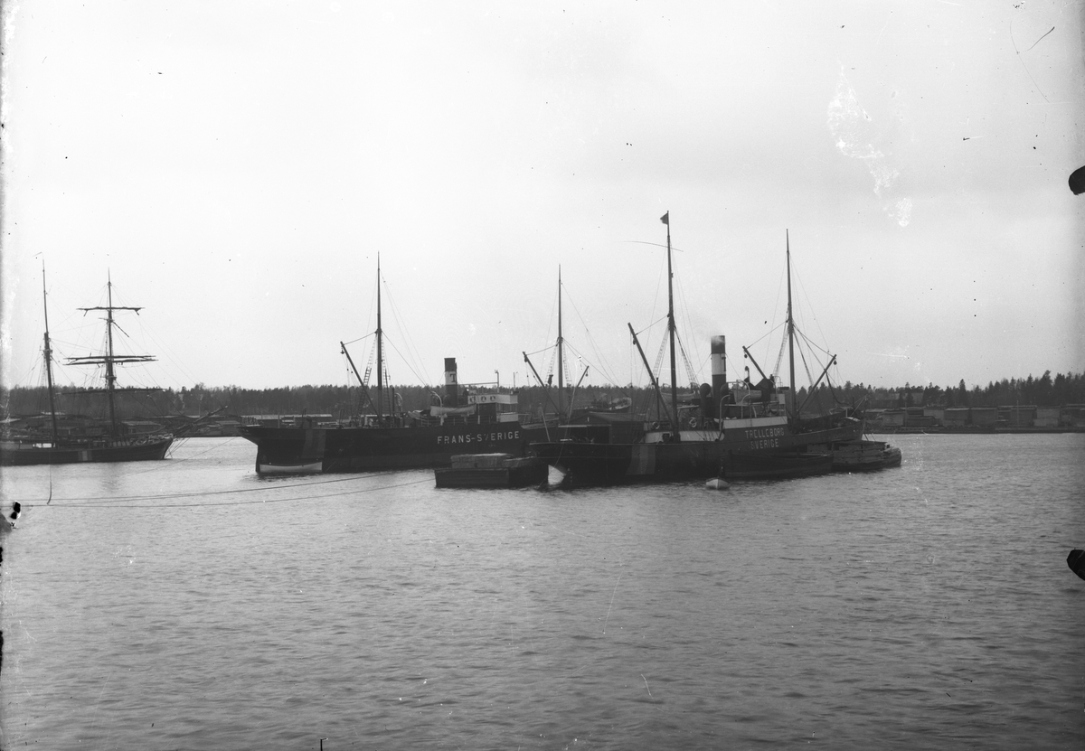 Ångfartygen S/S Frans och S/S Trelleborg på redden.