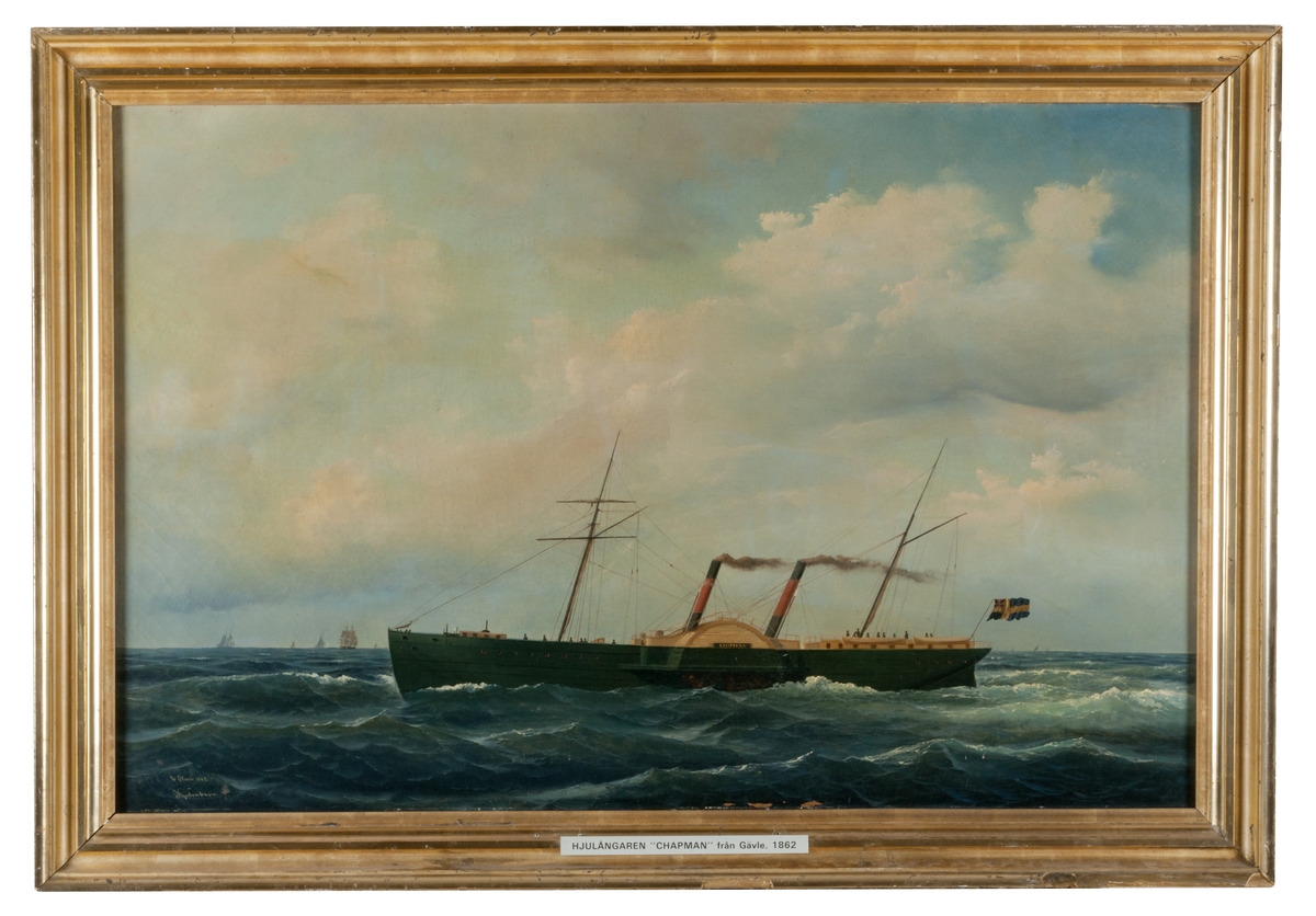 Hjulångaren Chapman från Gävle. Kom till Gävles handelsflotta 1859. Fartyget har tillhört firman Rettig/Rettigska varvet, 1840-1870-talen.