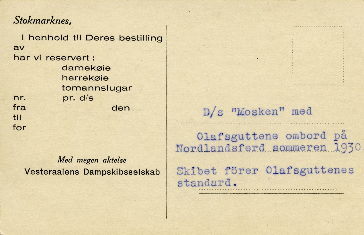 D/S 'Mosken' (b.1924) (Trosvik mek. værksted, Brevik), sommeren 1930.