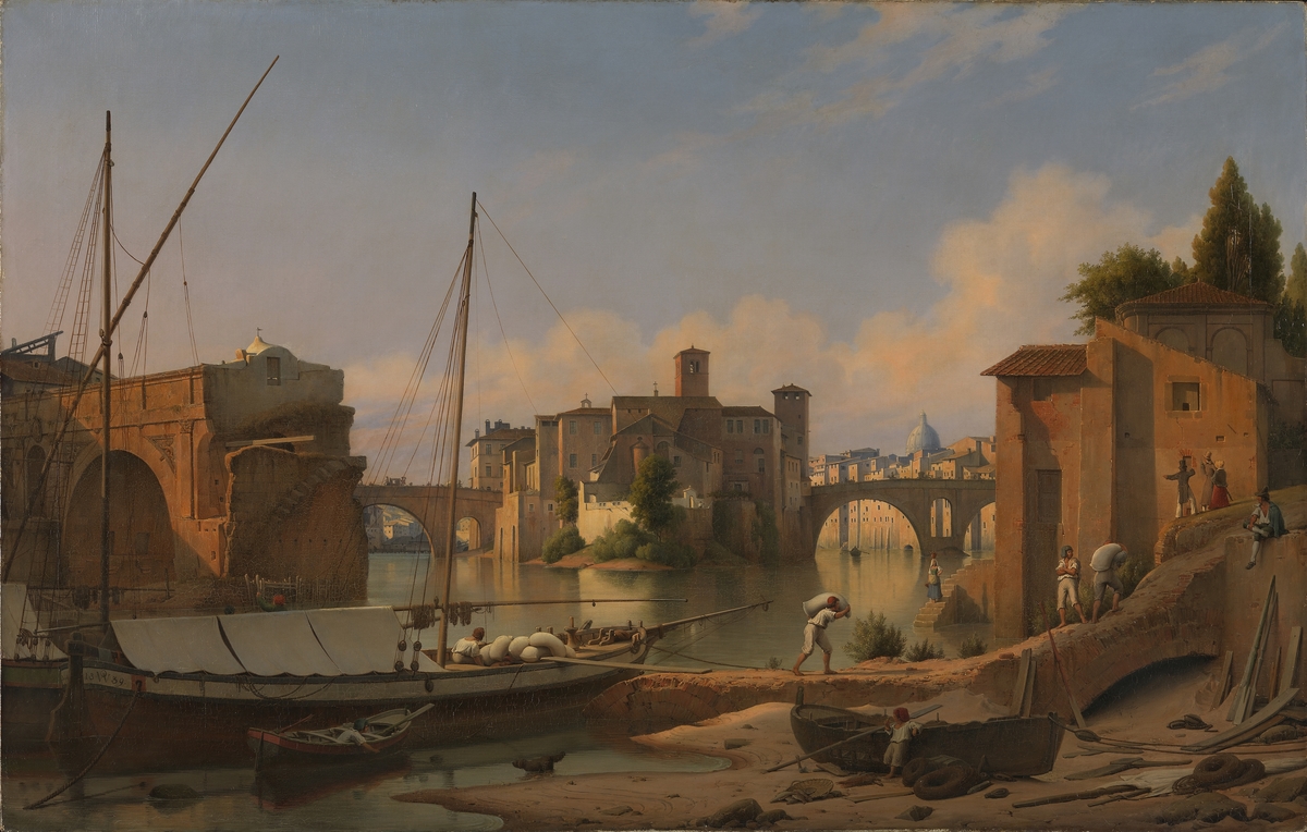 Tiberøya med Ponte Rotto i Roma [Maleri]